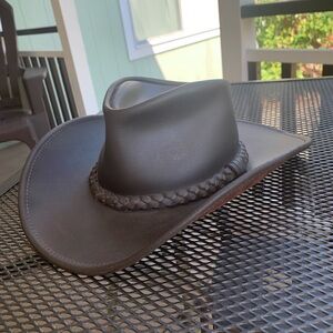 EUC Brown Leather Cowboy Hat Size Small